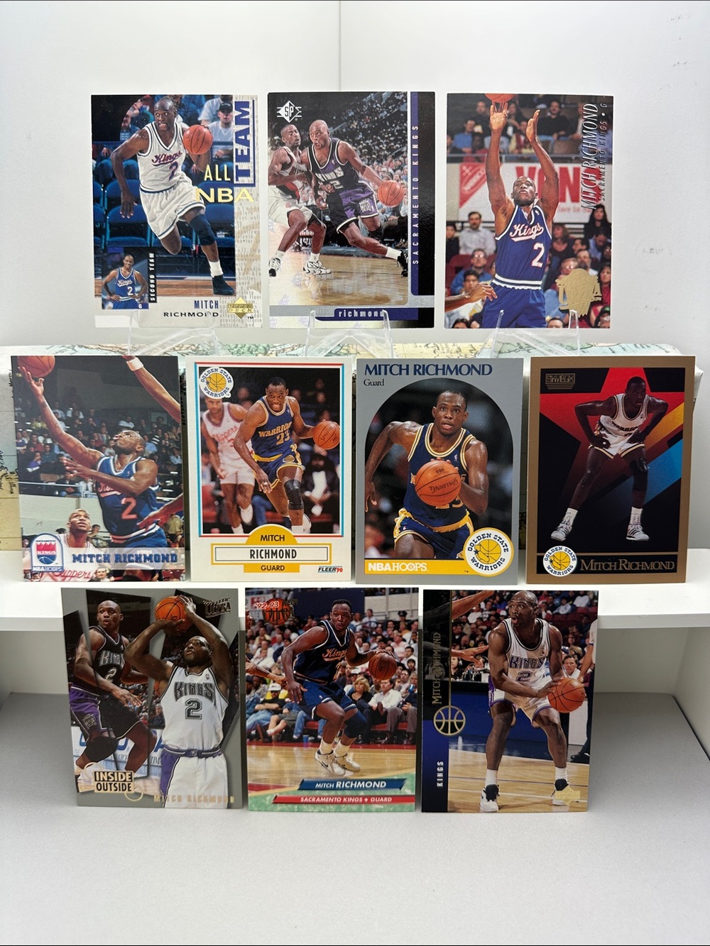 Mitch “Rock” Richmond vintage lot of 10 (Warriors, Kings)